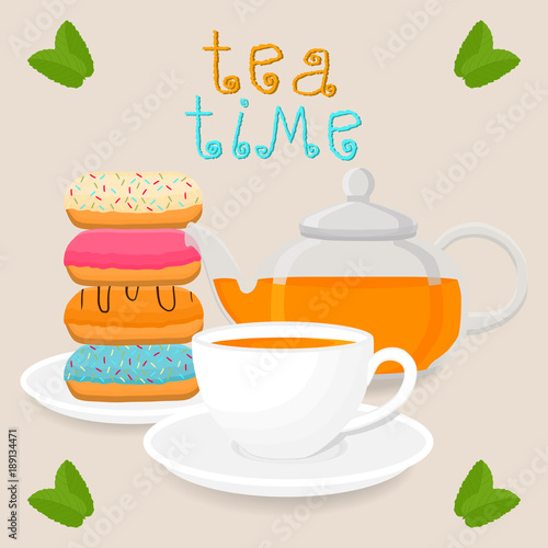 Vector illustration logo for white ceramic cup