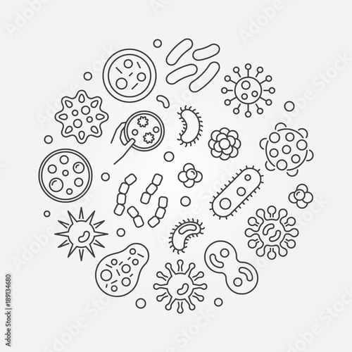 Bacteria vector round symbol made with bacterias icons