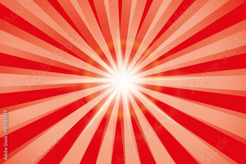 Red shiny starburst background. Sunburst abstract texture.Vector illustration.
