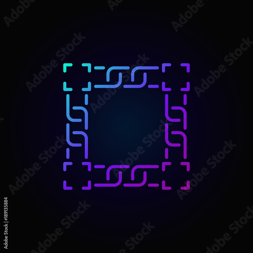 Colored vector blockchain line icon or logo element