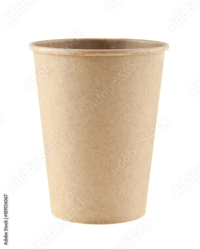cardboard disposable cup for coffee isolated on white background