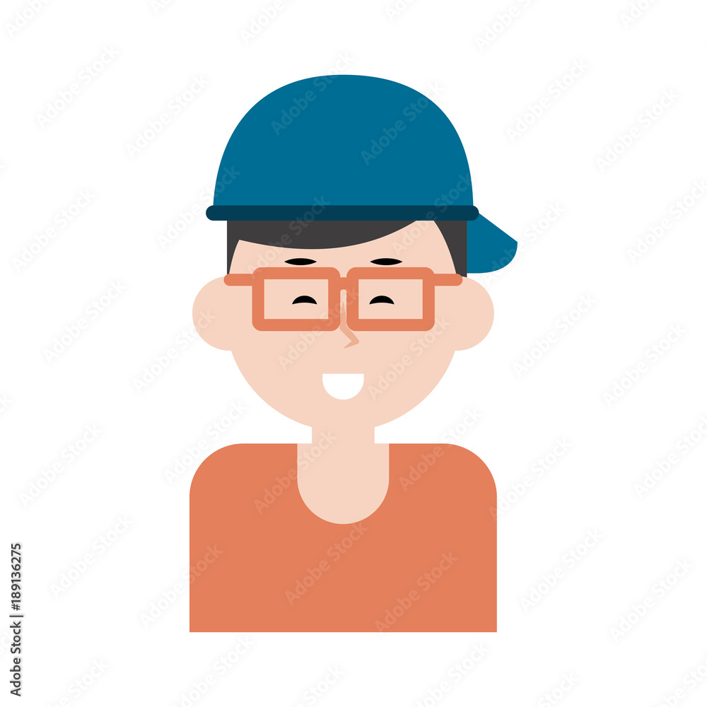 Boy with hat and glasses icon vector illustration graphic design