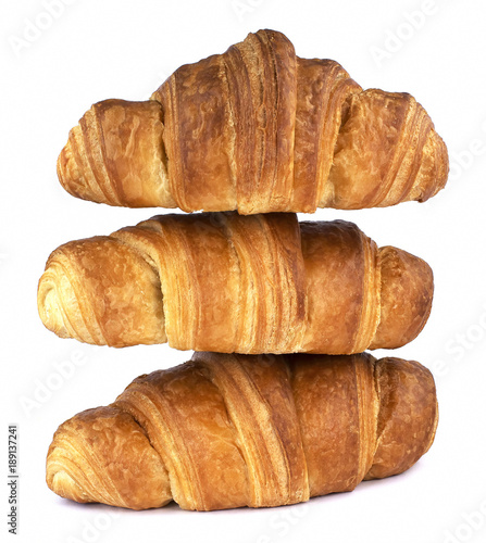 Delicious croissants on white background