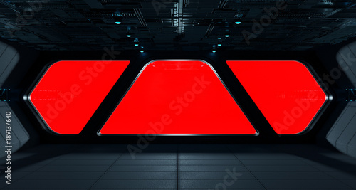 Fototapeta Naklejka Na Ścianę i Meble -  Spaceship futuristic interior with window view