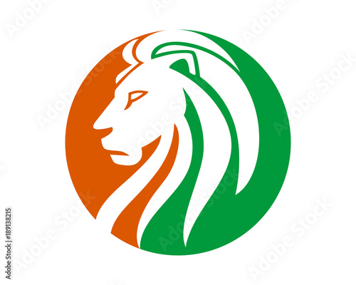 Fototapeta Naklejka Na Ścianę i Meble -  circle lion leo head face silhouette image vector icon logo