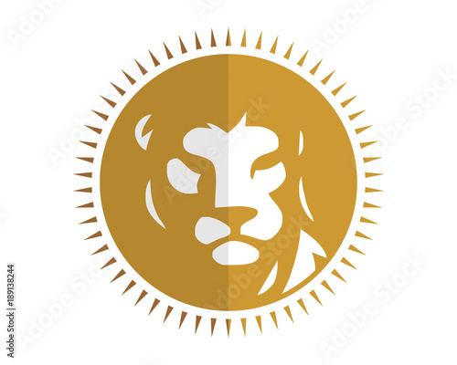 Fototapeta Naklejka Na Ścianę i Meble -  circle gold lion image vector icon logo
