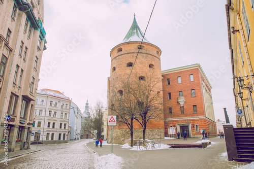 Latvia, Riga, old town center, peoples and architecture. 2018