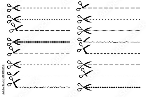 Scissor Dotted Line Set Vector