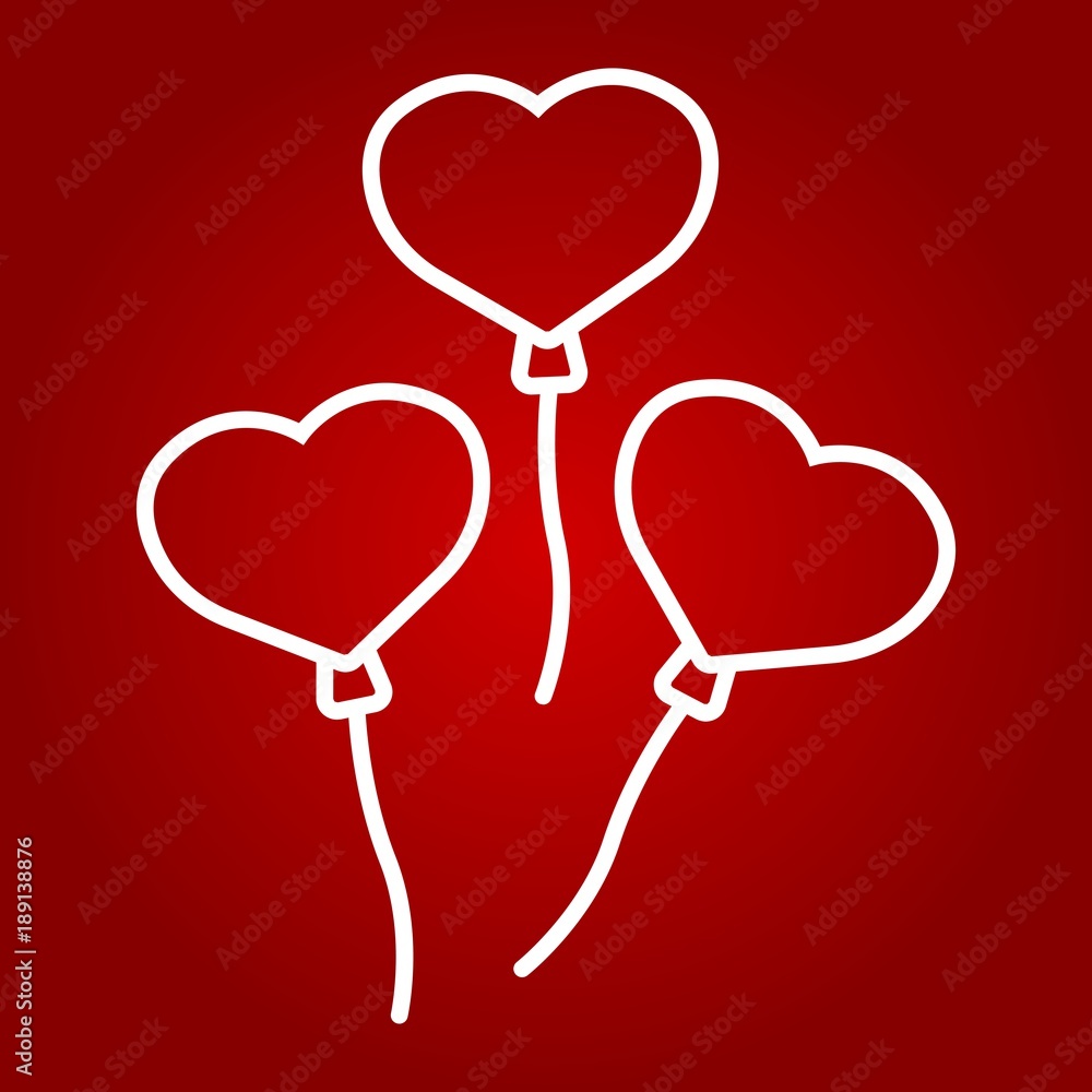 Heart shaped balloons line icon, valentines day