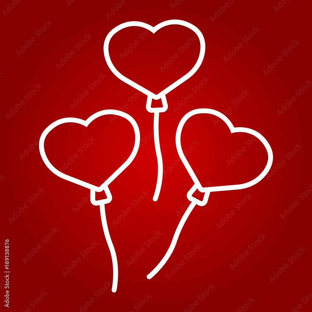 Heart shaped balloons line icon, valentines day Heart shaped balloons line icon, valentines day