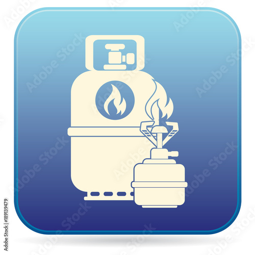 Camping stove with gas bottle icon