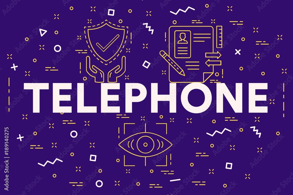 Conceptual business illustration with the words telephone