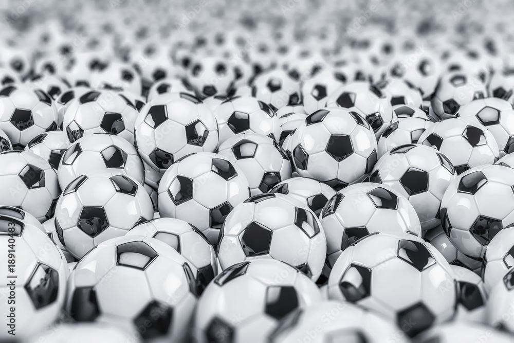 Fussball - Fußball - Fussbälle - Fußbälle - Hintergrund - Tiefenschärfe  Stock Illustration | Adobe Stock