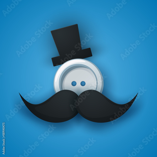 Hat, mustachen, whisker sewing button Vector eps 10