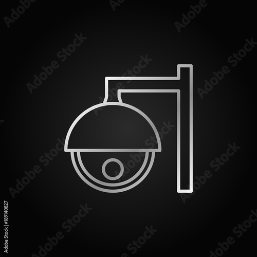 CCTV camera silver outline vector icon or symbol