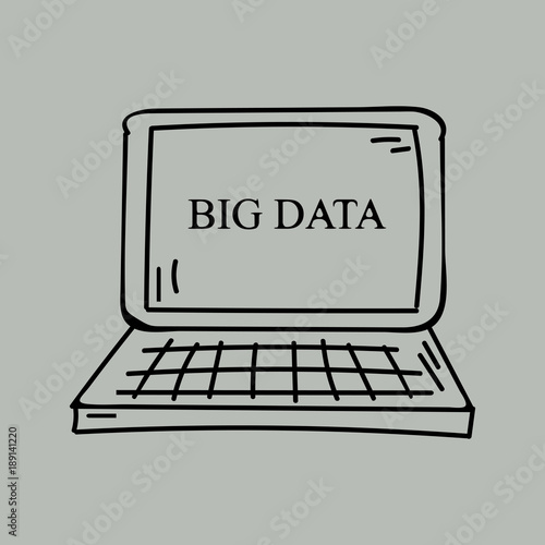 A computer hand painted. Business illustration with the inscription:big data