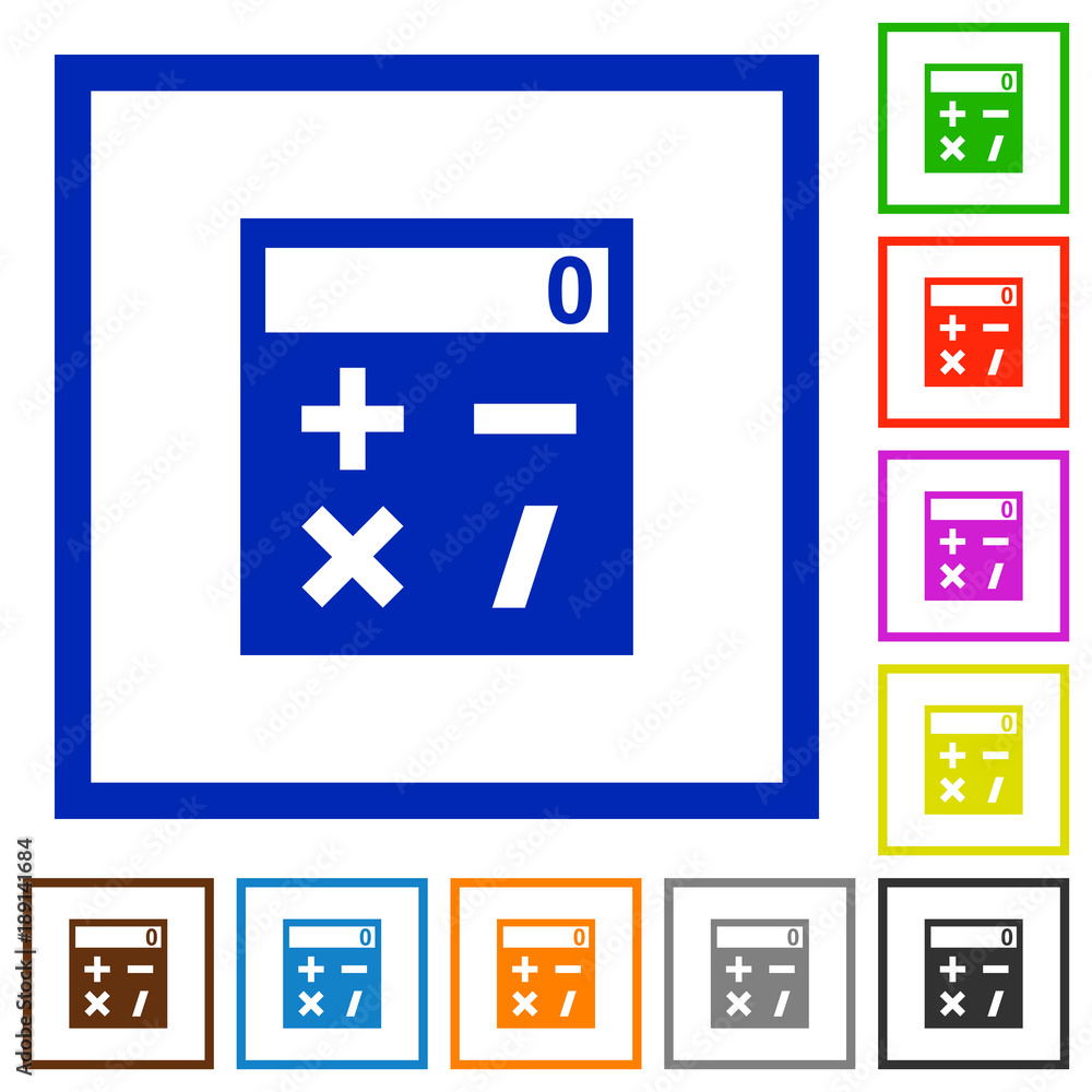 Obraz premium Pocket calculator flat framed icons