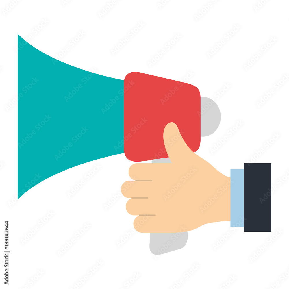 hand with megaphone sound isolated icon vector illustration design