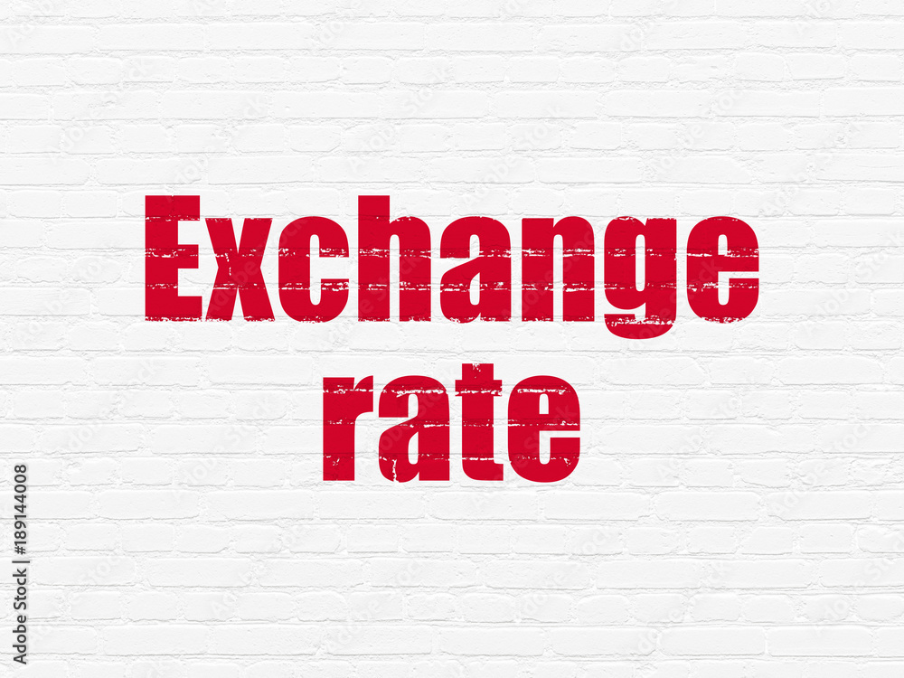 Banking concept: Painted red text Exchange Rate on White Brick wall background Banking concept: Painted red text Exchange Rate on White Brick wall background