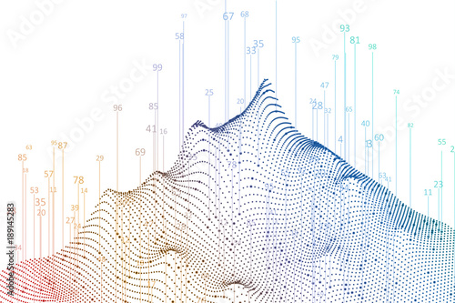 Abstract infographics visualization. Big data code representation. Futuristic network or business analytics. Graphic concept for your design