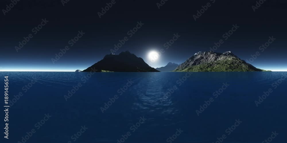 vr 360 panorama of tropical island at sunset. made with оne 360 degree lense on moving camera without any seams. ready for 360 virtual reality