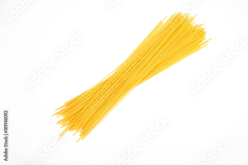 Uncooked pasta spaghetti macaroni isolated on white background