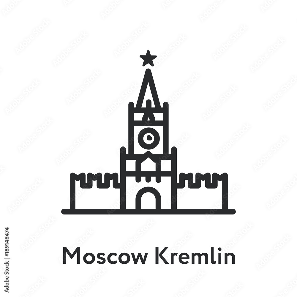 Moscow Kremlin Building Minimal Flat Line Outline Stroke Icon
