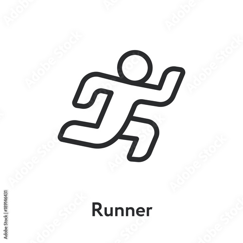 Geometric Running Man Sprinter Marathon Minimal Flat Line Outline Stroke Icon