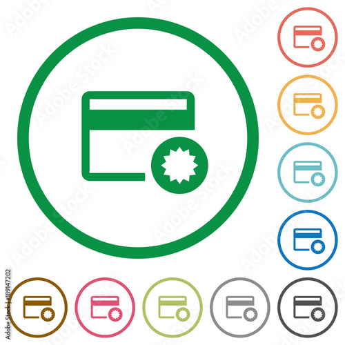 Credit card certified service provider flat icons with outlines