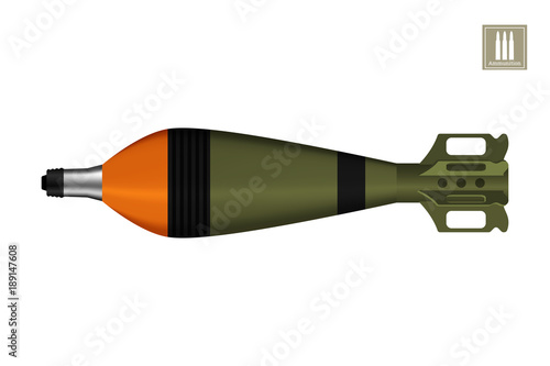 Detailed realistic image of tank mine. Army rocket explosive. Weapon icon. Military object. Vector illustration