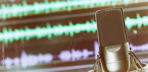Fototapeta Studio microphone for recording podcasts