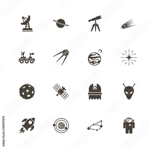 Space icons. Perfect black pictogram on white background. Flat simple vector icon.