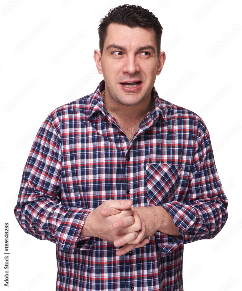 sly young man in plaid shirt sly young man in plaid shirt