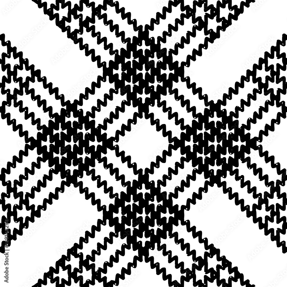 Black and White Seamless Ethnic Pattern. Vintage, Grunge, Abstract Tribal Background for Textile Design, Wallpaper, Surface Design, Wrapping Paper