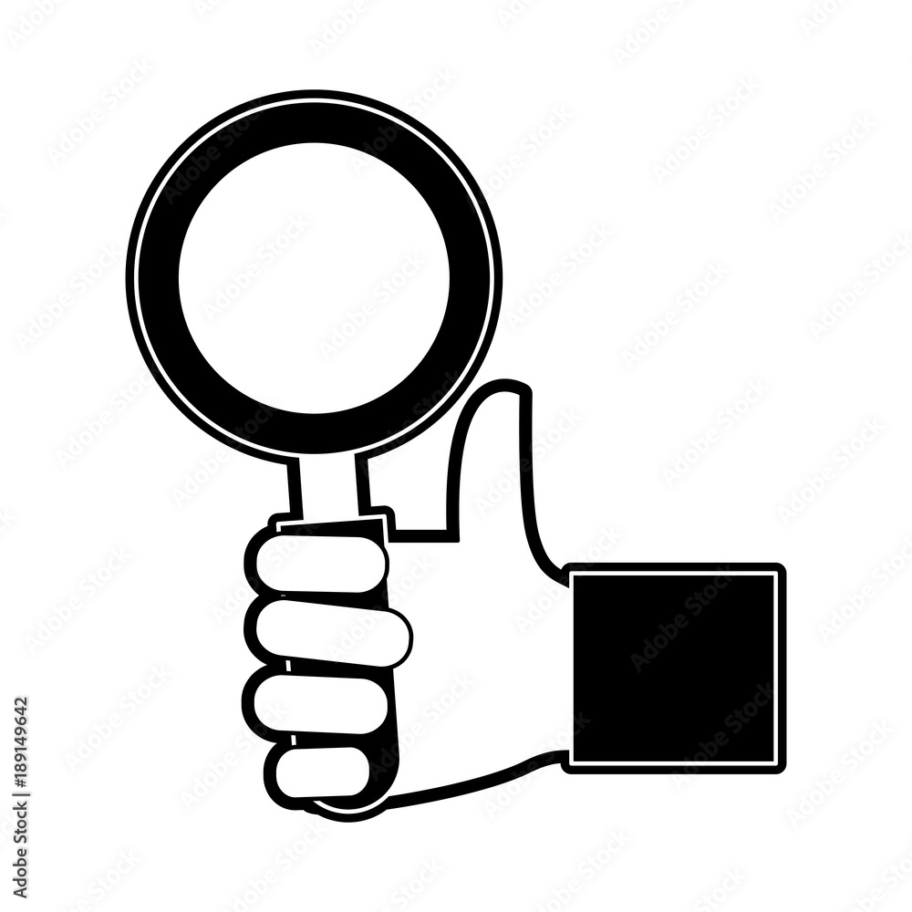 Hand with magnifying glass icon vector illustration graphic design Hand with magnifying glass icon vector illustration graphic design