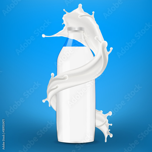 Big milk splash three dimentional vector realistic illustration