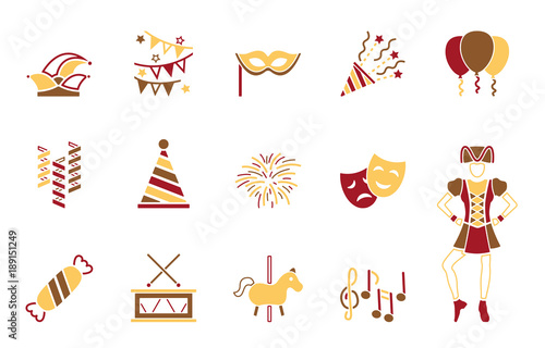 Karneval Iconset - Rot Gelb