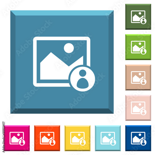 Image owner white icons on edged square buttons