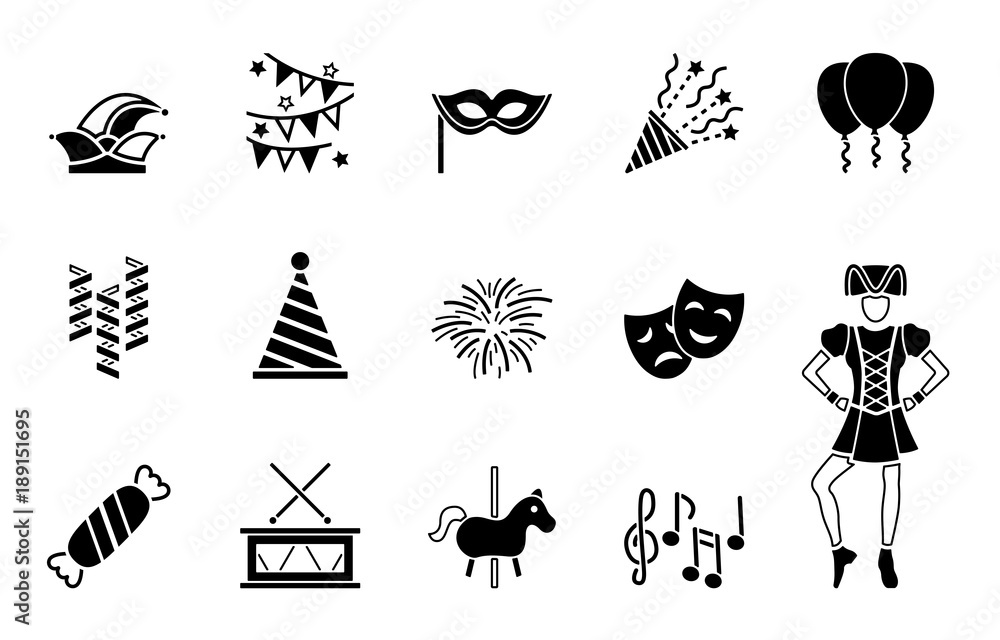 Karneval Iconset - Schwarz Karneval Iconset - Schwarz