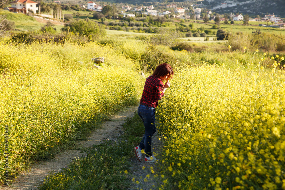Young woman and flowers Young woman and flowers