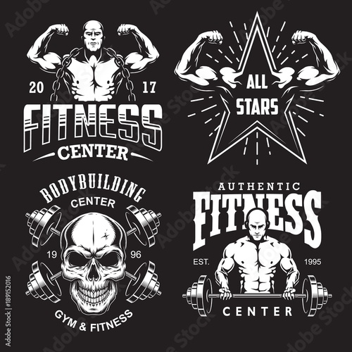 Set of bodybuilding emblems