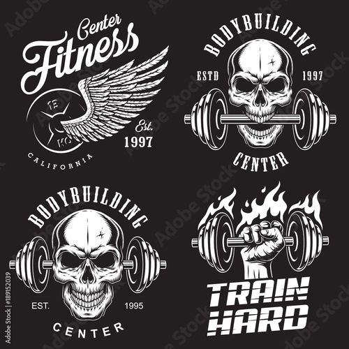 Set of bodybuilding emblems