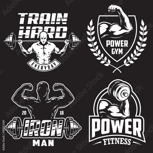 Set of bodybuilding emblems