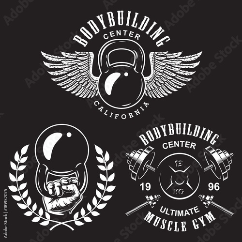 Set of bodybuilding emblems