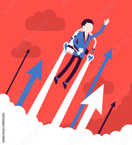 Jetpack businessman flight