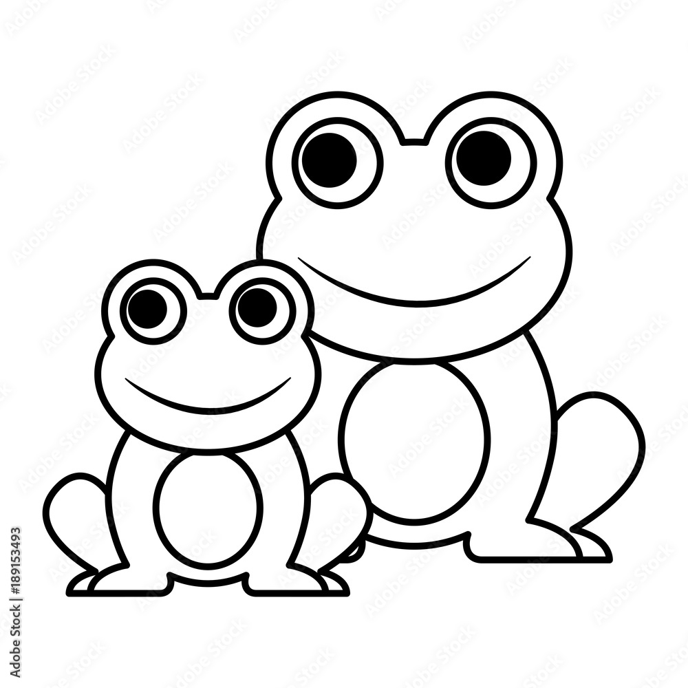 frogs cute animal sitting cartoon vector illustration outline image Stock  Vector | Adobe Stock