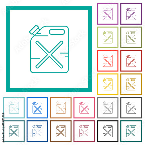 Gas can flat color icons with quadrant frames