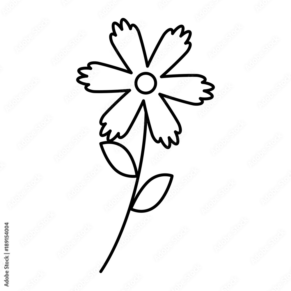 flower stem leaves nature petals decoration vector illustration outline image flower stem leaves nature petals decoration vector illustration outline image