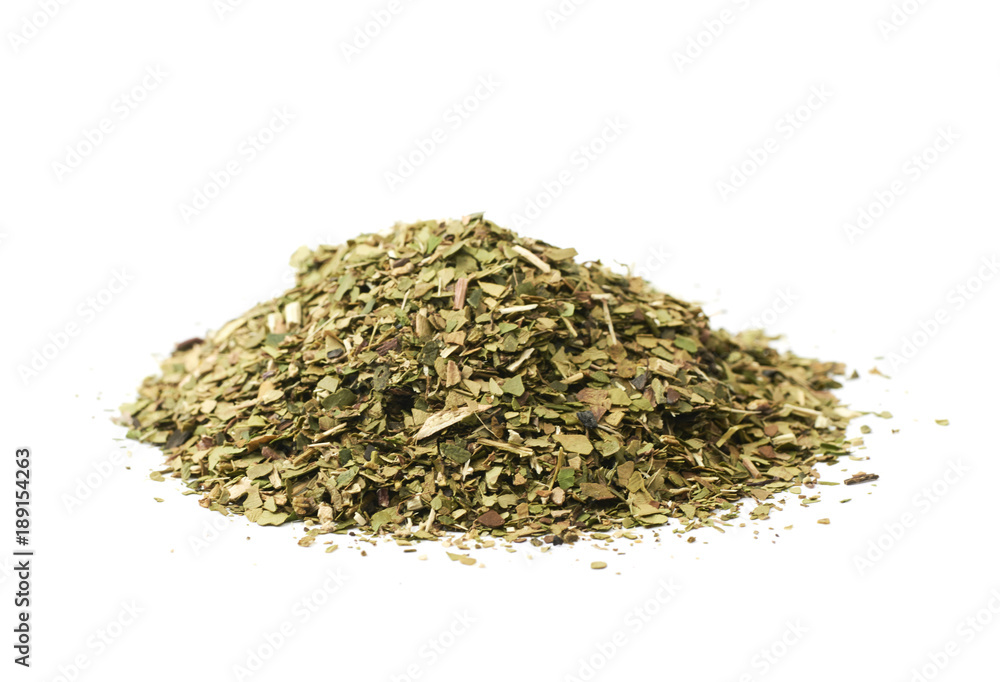Pile of mate tea leaves isolated Pile of mate tea leaves isolated