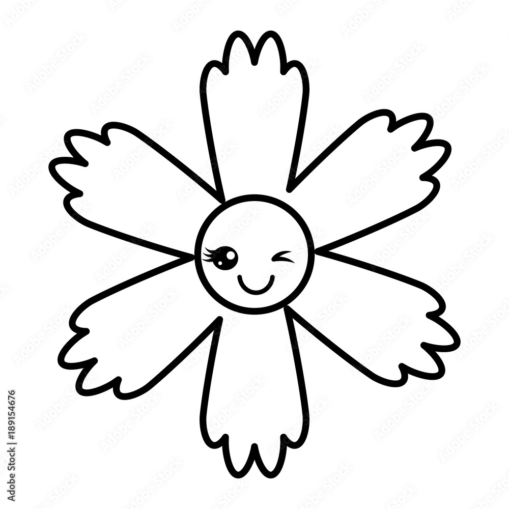 cute flower wink kawaii cartoon vector illustration outline image cute flower wink kawaii cartoon vector illustration outline image